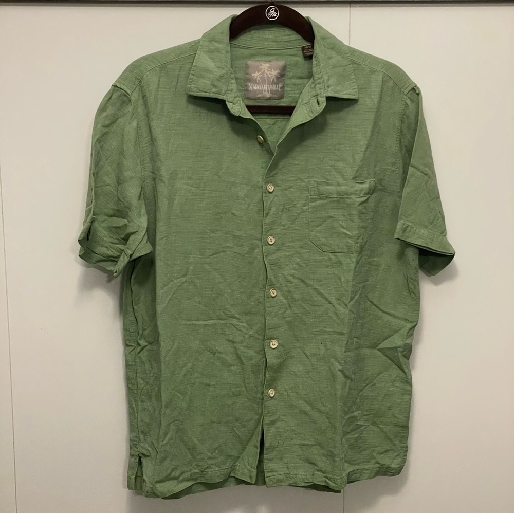 Margaritaville Light Green Silk & Linen Men's Casual Shirt Sz M